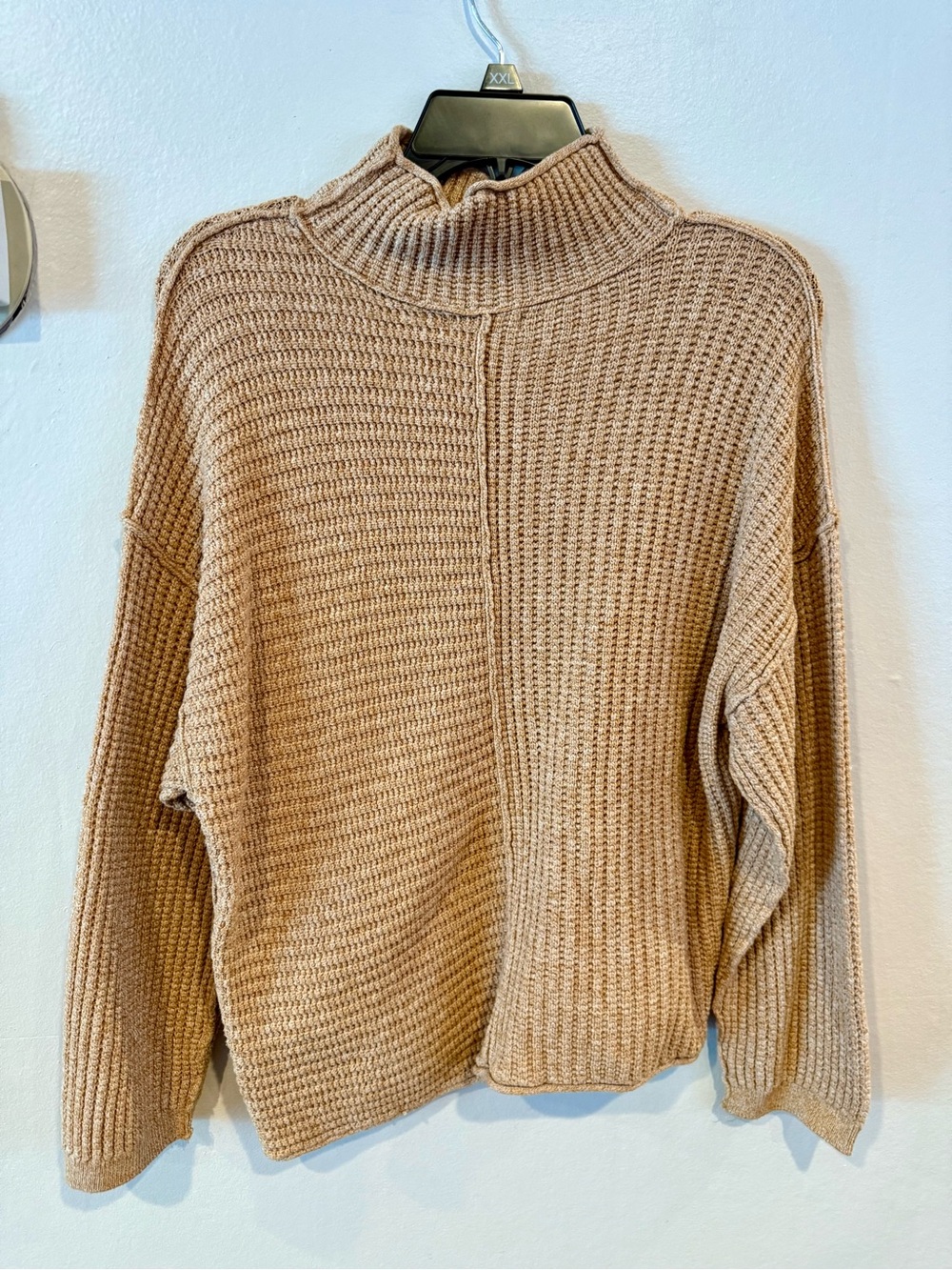 Sonoma Tan Waffle Knit Turtleneck Sweater